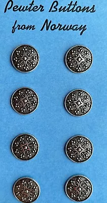 Vintage Pewter Buttons Norwegian Stunning! 11/16” • $19.50