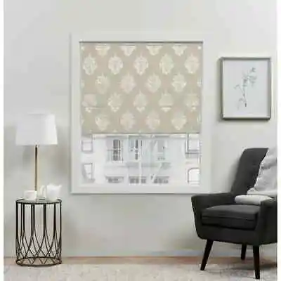 Exclusive Home Marseilles Damask 100% Blackout Roman Shade 31 X64  Natural • £48.26