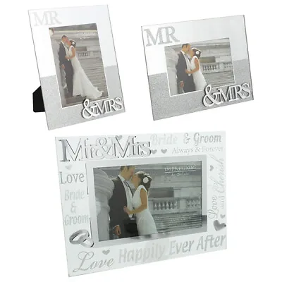 £9.95 • Buy New Mirror Silver & Glitter Photo Frame- 5 Different Wedding Picture Frames