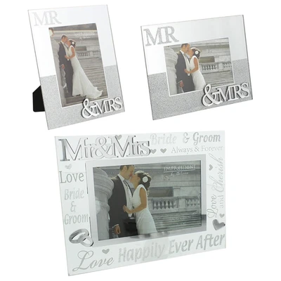 £9.85 • Buy New Mirror Silver & Glitter Photo Frame- 5 Different Wedding Picture Frames