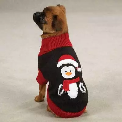 Red And Black Penguin Design Acrylic Dog Sweater Zack & Zoey Size Choice Unisex • $19.99