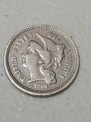 $7.35 • Buy 1868 Three 3 Cent Nickel Pieces United States Coin
