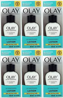 6 X OLAY WHITE RADIANCE UV WHITENING LOTION SPF 19 UVA UVB 30 Ml. • $78.47