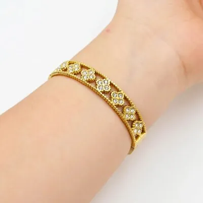 Clover Cuff Bracelet 18k Gold Plated Stainless Steel. Waterproof Tarnish Free. • £15