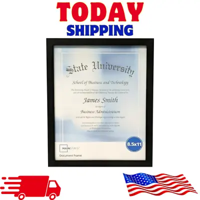 Mainstays 8.5  X 11  Black Document Frame / Photo Glass New Free Shipping • $4.86