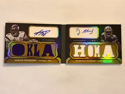 2011 Triple Threads Adrian Peterson Demarco Murray Auto Relic Book Card 3/9 • $325