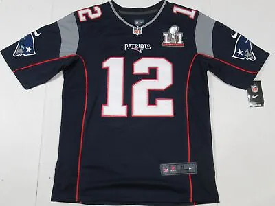 Tom Brady #12 New England Patriots 2017 Super Bowl LI 51 Jersey Navy Blue • $69.99