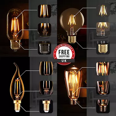 E14/E27 Edison Bulbs 2/4/6/8W Filament Bulbs C35/ST64/G80/G95/G125/T45/T185 Lamp • £6.80