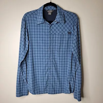 Outdoor Research M Astroman Shirt Blue Plaid Long Sleeve Snap Button Up Shirt • $44.99