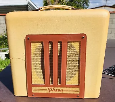 Gibson BR-9 10-Watt 8  Vintage Guitar Combo Amp 1949 Ivory Leatherette Trapezoid • $900