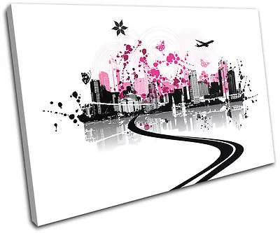 Abstract Floral Vector City SINGLE CANVAS WALL ART Picture Print VA • $64.99