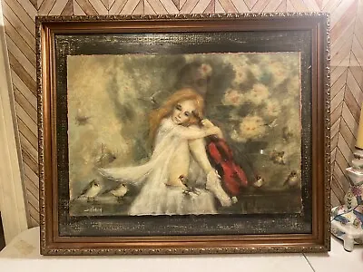 Sad Balerina With A Violin Painting By John Cheng [Art 013] • $33.32