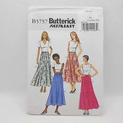 Butterick 5757 Misses' Easy Tiered Maxi Skirts Sewing Pattern Size L-XXL Uncut  • $7.99