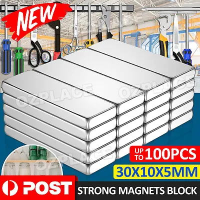 N52 Super Strong Magnet Block Rare Earth Cuboid Neodymium 30×10×5mm DIY Magnets • $7.85