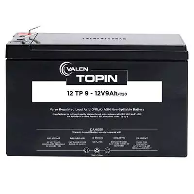 Valen Topin AGM 12V 9Ah Deep Cycle Battery • $28.95