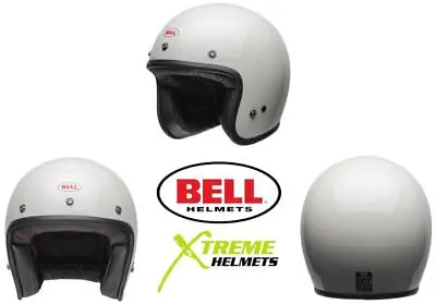 Bell Custom 500 Motorcycle Open Face Helmet Gloss White DOT S-2XL Vintage Retro • $144.95