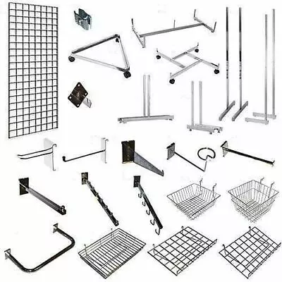 £5 • Buy Grid Wall Mesh Chrome Retail Shop Display Panel Accessory Hook Arms - Clearance