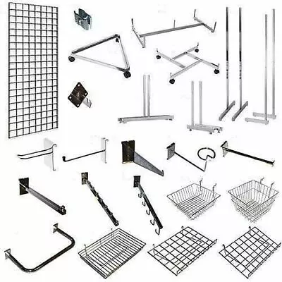 Grid Wall Mesh Chrome Retail Shop Display Panel Accessory Hook Arms - Clearance • £1