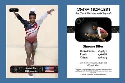 2016 Simone Biles Art Cards Editions & Originals Olympics Gymnastics Card • $9.95