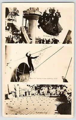 Vintage Real Picture Postcard RPPC Sailors Jack Tar Stunt Potatoe Race • $34.58