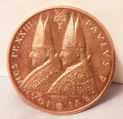Vatican II Ecumenical Council- 2 Pope Profile-Jesus-Fishers Of Men- VEROI Medal • $23.50