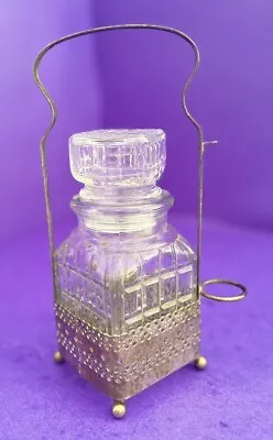 Vintage Clear Square Glass Pickle Jar Silver Plated Footed Holder No Fork SALE! • $45