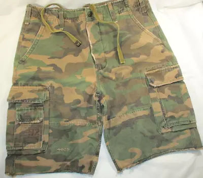 ABERCROMBIE & FITCH Camo Cargo Shorts~Military Style 92~Distressed~36 ~Used • $39.99