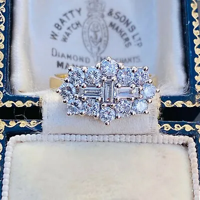 £2595 • Buy Stunning, Vintage 18ct, 18k, 750 Gold Diamond 1.50ct, Cluster Ring