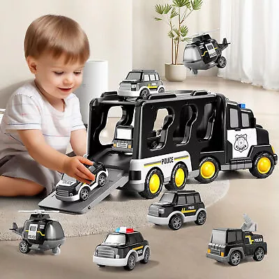 Toddler Toys Truck Carrier & 6 Mini Cars Play Set Transport Car Toy Lorry Kids • $36.09
