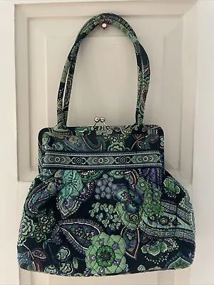 Vera Bradley BLUE RAPSODY Alice Handbag Kiss Lock Blue / Green Paisley/ Floral • $24.99