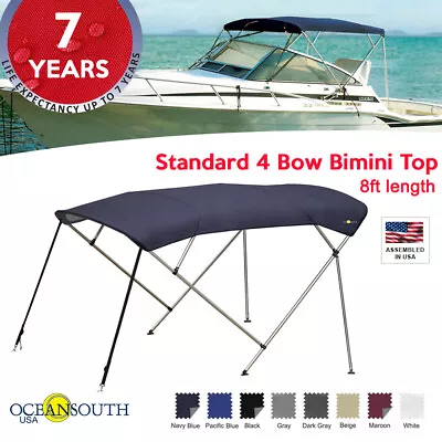 BIMINI TOP 4 Bow Boat Cover 8ft Long With Rear Poles • $138.60