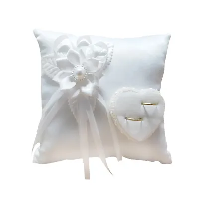  Wedding Ring Cushion Pillow Camellia Heart Shaped Couple Ring Bearer Pillow  • £12.99