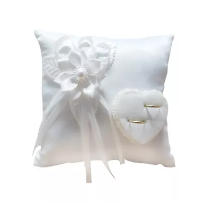  Wedding Ring Cushion Pillow Camellia Heart Shaped Couple Ring Bearer Pillow  • £12.99
