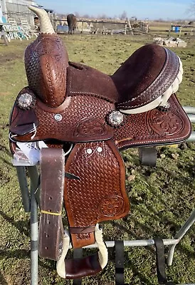 8   Miniature Horse Western Barrel Saddle Tooled Leather W/brown Suede Seat • $165