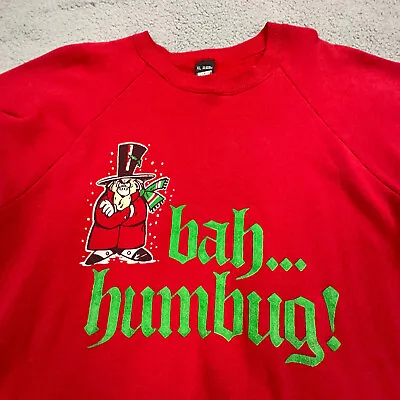 VTG Scrooge Sweatshirt Adult XL Bah Humbug Sweater Ugly Christmas Crewneck Mens • $13.78