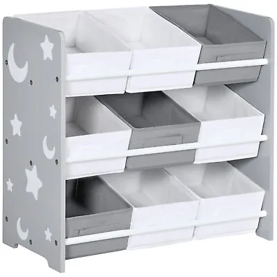 ZONEKIZ Storage Unit W/ 9 Removable Storage Baskets For Nursery Playroom - Grey • £44.99