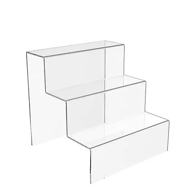 3 Step Display Stand Counter Retail Riser Acrylic Nail Polish Jewellery Plinth • £14.89