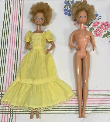 2 VINTAGE 1981 “MAGIC CURL  Barbie #3856 Superstar Era W/Original Yellow Dress • $25