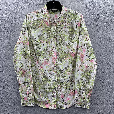 Eddie Bauer Shirt Womens Medium Tall Button Up Blouse Top Floral Long Sleeve • $10.95