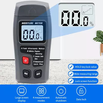 Digital Moisture Detector Damp Meter Wood Brick Screed Wallpaper Caravan Tester • £8.25