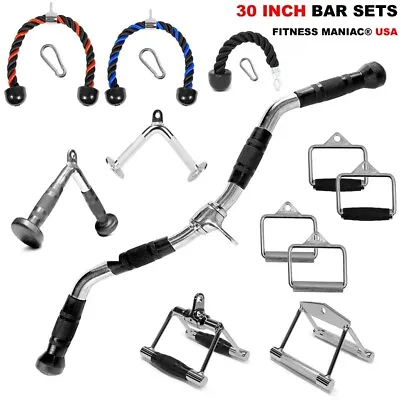 Home Gym Cable Attachment Handle Machine Strength Exercise Press Down Curl Bar • $89.99