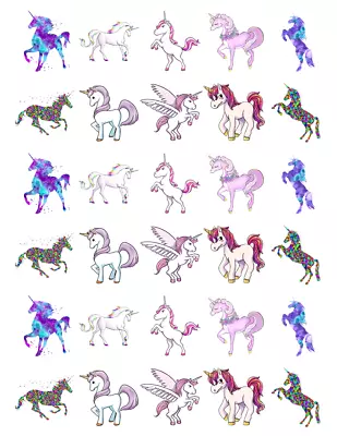 30x Unicorn Horse Stand Up Cupcake Toppers Edible Wafer Paper Fairy Cake Toppers • £2.59