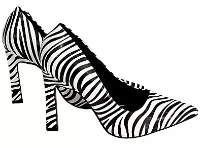 RIVER ISLAND Court Shoes Size 5 Wide Fit Zebra Print 4  Heels Point Toes Clean • £13