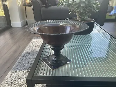 Vintage Laura Ashley Bronze Effect Metal Pedestal Comport Table Centrepiece Bowl • £22.99