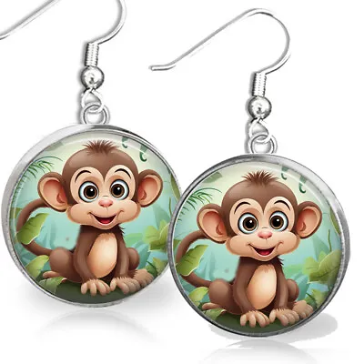 Cute Little Monkey Earrings Watercolor Art Print Artisan Monkey Lover Gift • $13.95