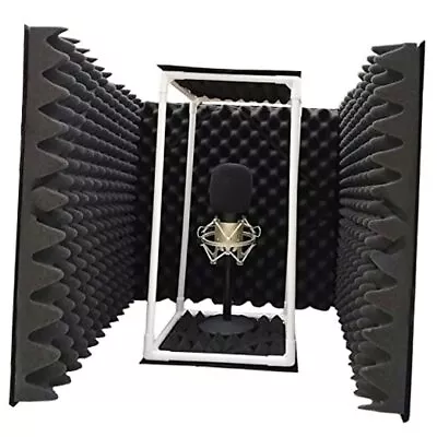  Large Microphone Isolation Shield Foldable Vocal Booth Reflection Black • $69