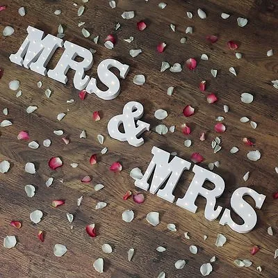 16cm Battery Power Mrs & Mrs Wedding Marquee LED Light Up Sign | Party Reception • £58.99