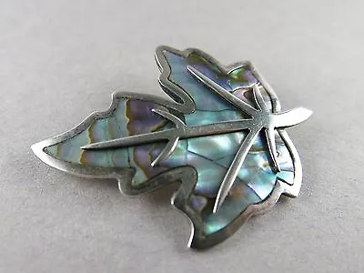 Sterling Silver Oak Leaf Brooch With Abalone APD Mexico 7.9g (1286) • $32.95