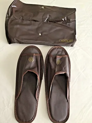 Rare! Varig Airlines Slippers - Brown With Snap Case - New! • $12.99
