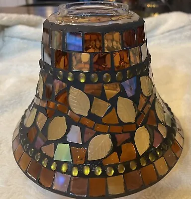 YANKEE CANDLE SHADE/TOPPER LARGE *Mosaic Leaves* Stained Glass • $25